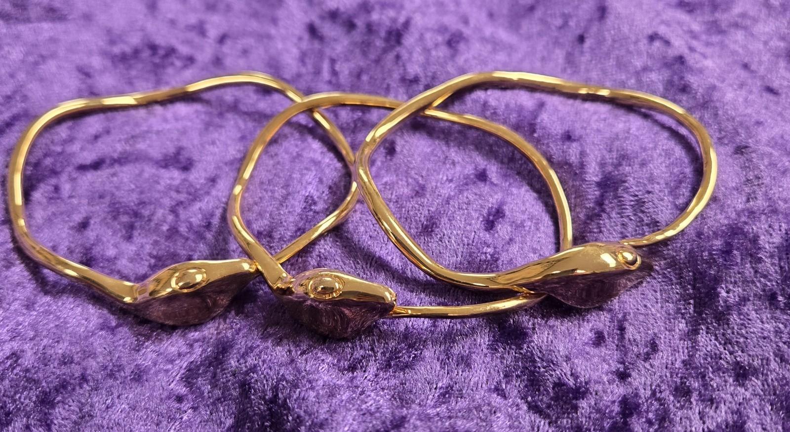 TORY BURCH SNAKE SERPENT Stacking BANGLE Gold Plated Rare-3 NWT