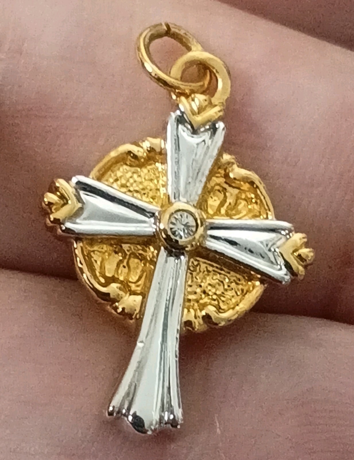 Bradford Exchange 18ct Gold Bonded Celtic Cross Charm – Footprints In The Sand