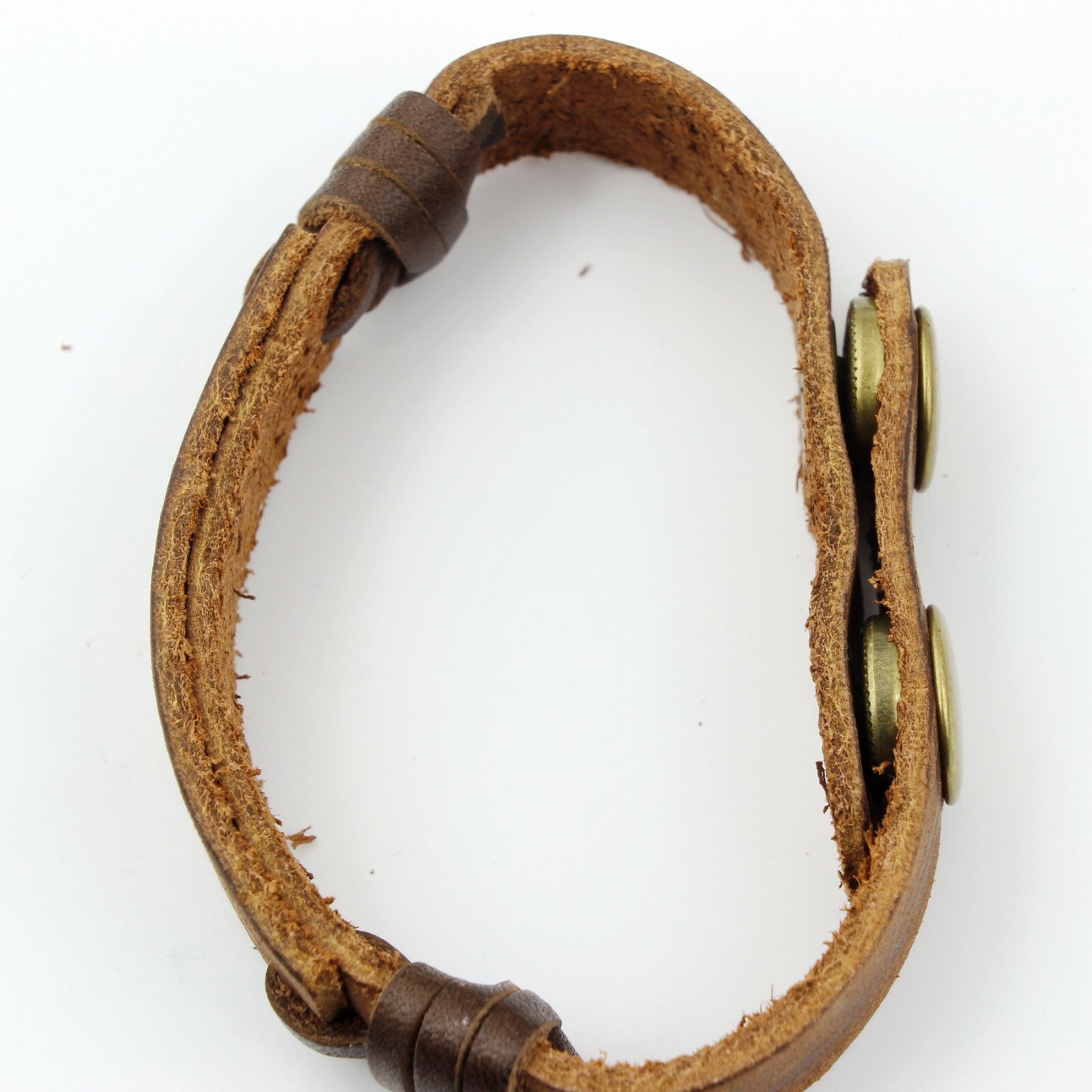 Fashion MEN / Women Engrave Bar Brown Genuine Leather Bracelet Bangle 7-8″