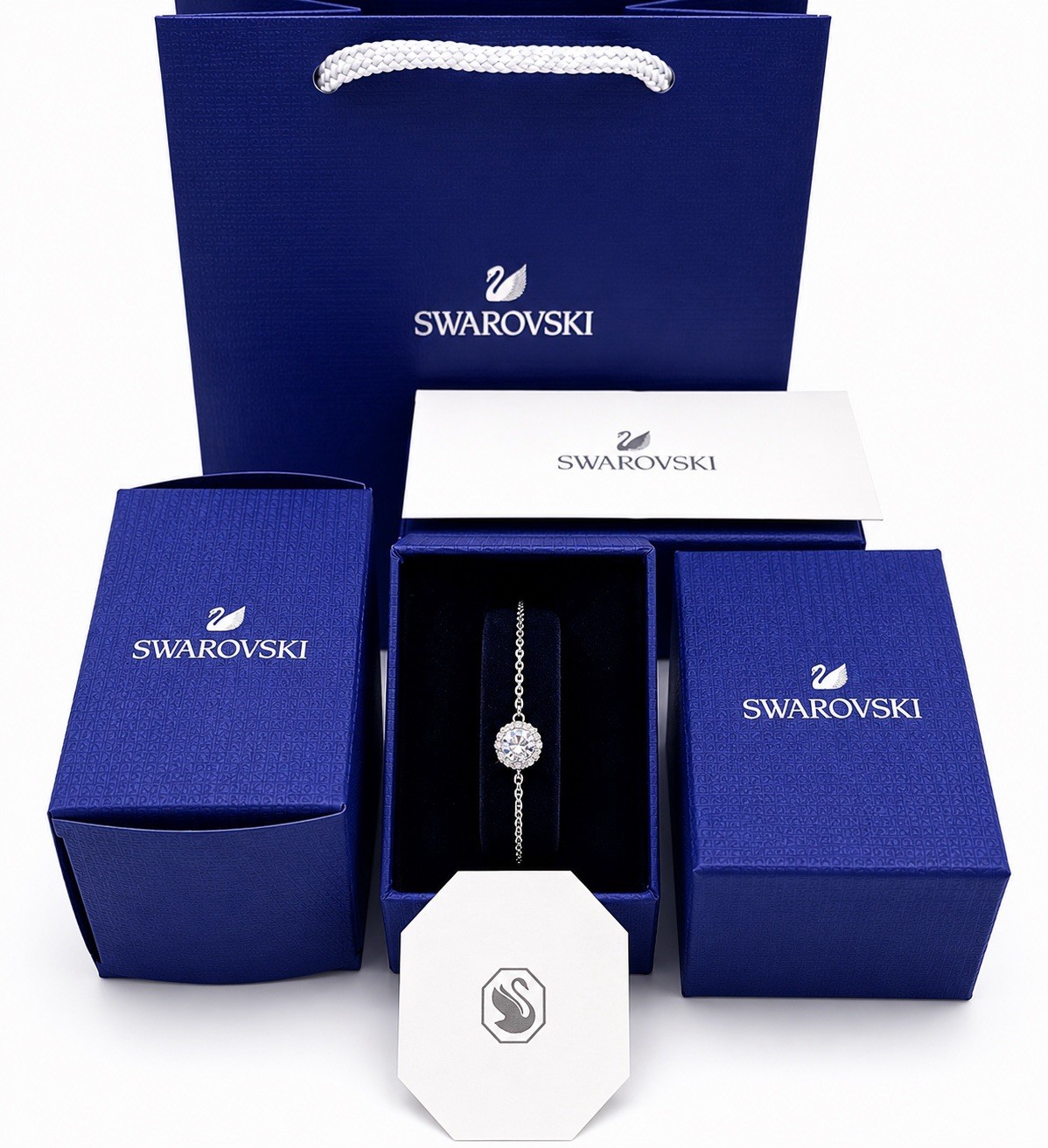 Swarovski Una Angelic Bracelet with Clear Crystals on a Rhodium Plated Chain