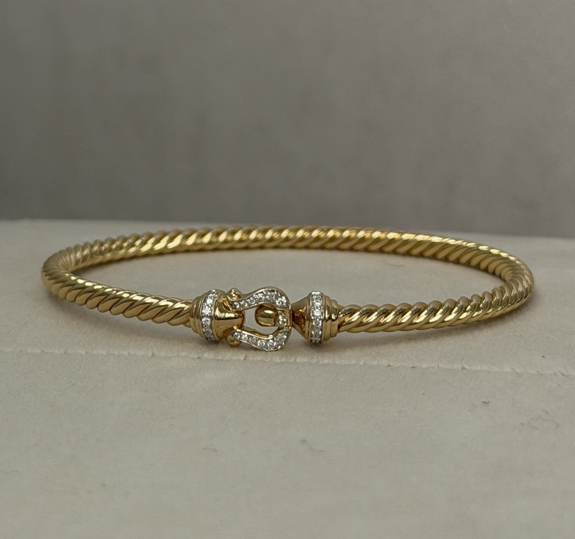 David Yurman Buckle Cablespira 18K Yellow Gold with Pavé Diamonds