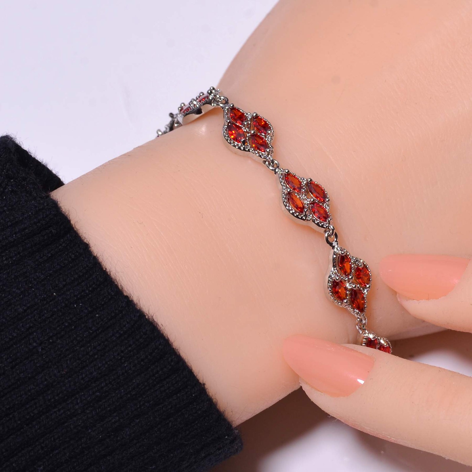 Red Garnet 925 Sterling Silver Tennis Bracelet 8.99″, Christmas Gift B6835