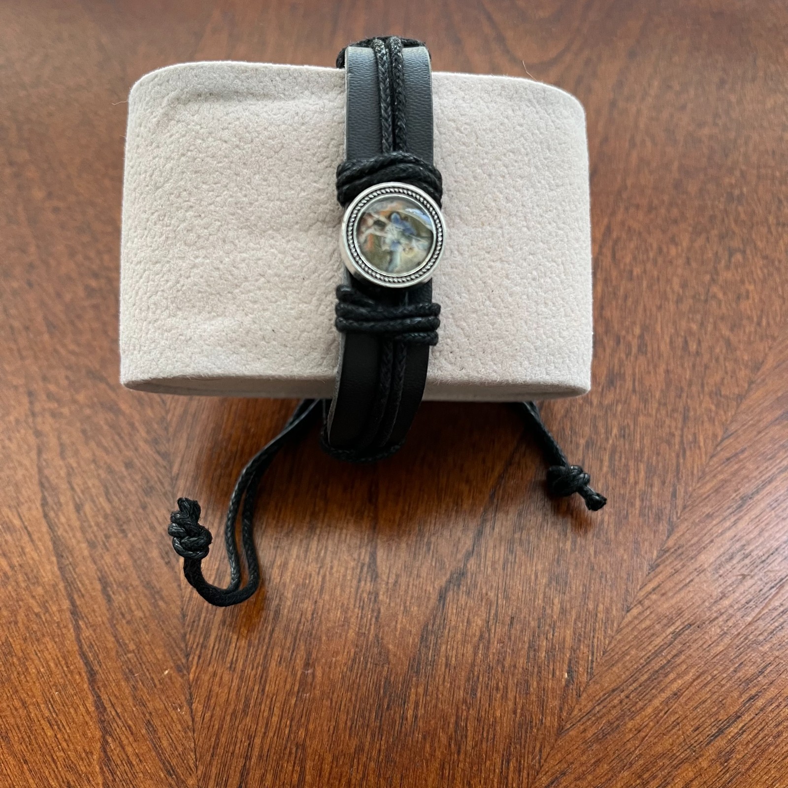 Saint St. Michael Leather Bracelets Brown Black San Miguel Pulsera
