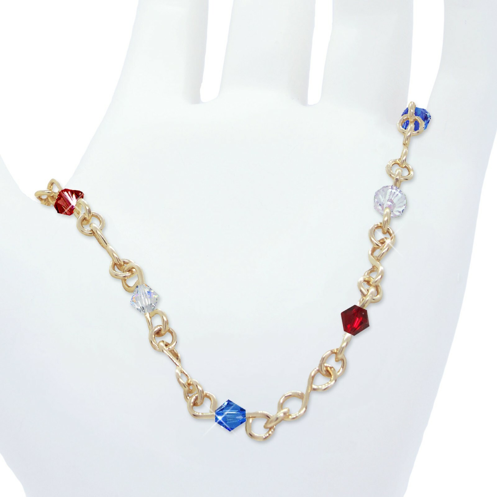 Bracelet Gold or Silver Customized Figure 8 Links adorned with Crystals