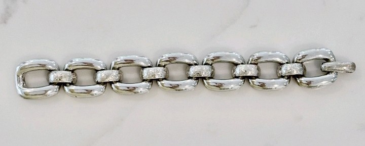 Sterling Silver Fancy Link Bracelet Italy Heavy 50 Grams