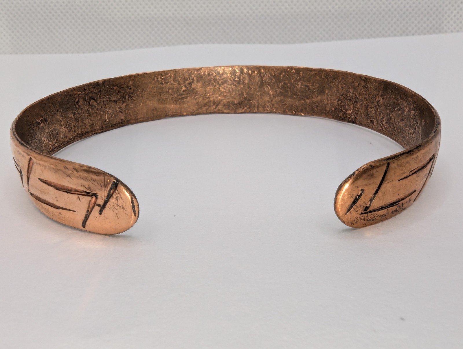 Copper Tibetan Cuff Bracelet. Hand Carved Tibetan Buddhist Prayer Mantra Design.
