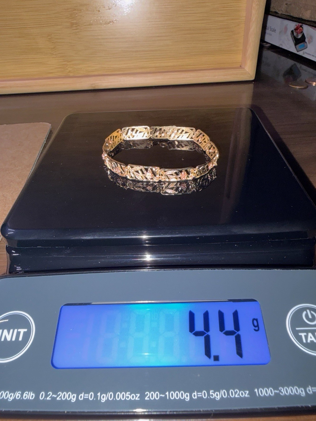 Vintage 10k Two Tone Yellow & Rose Gold Diamond Cut Floral Link Bracelet- 7 inch