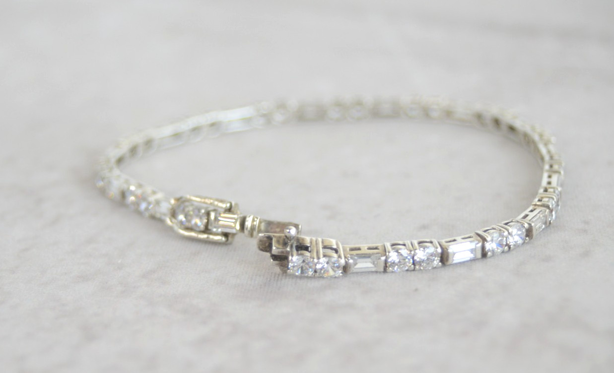 QVC Diamonique Sterling Silver Tennis Bracelet Jewelry S 925 DQ CZ Korea