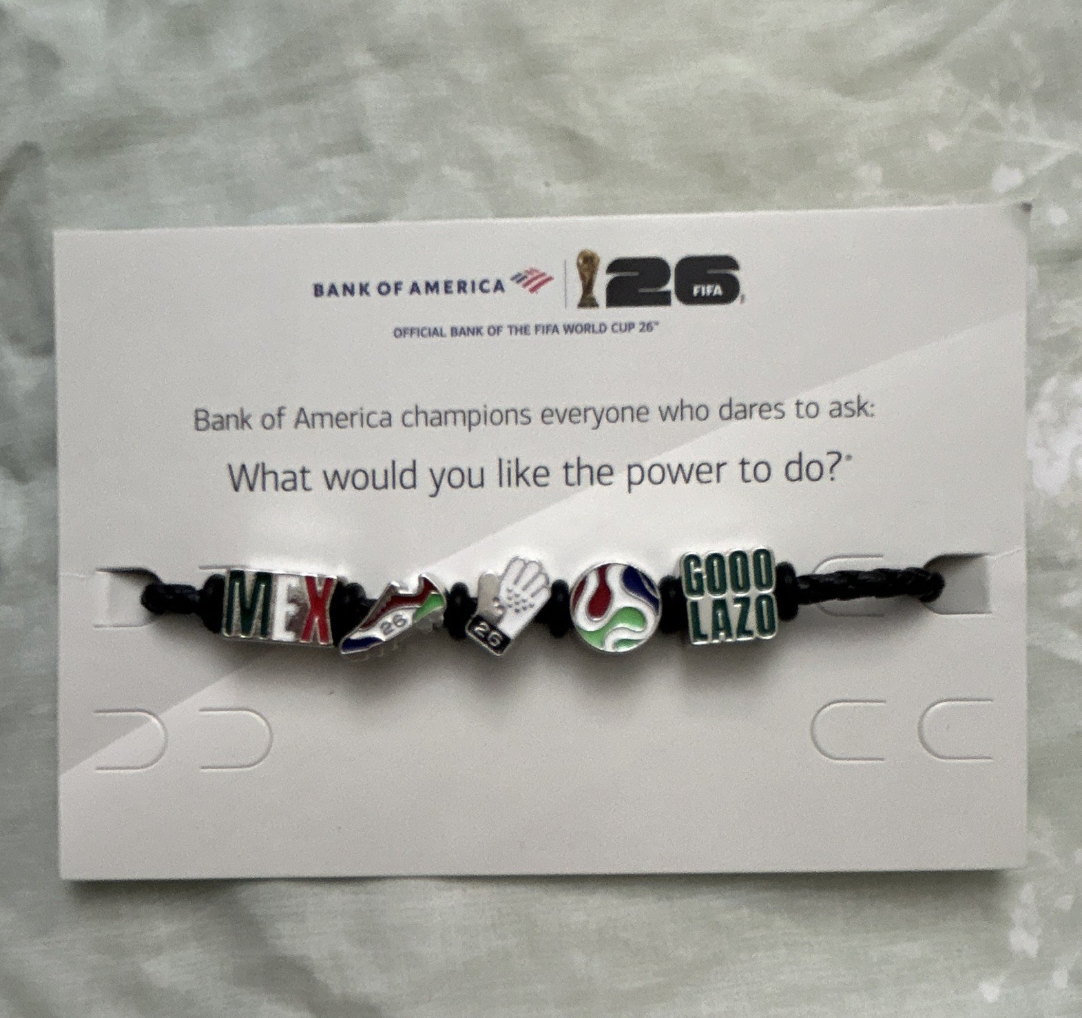 Bank of America FIFA World Cup 26 MEXICO Cord Charm Bracelet