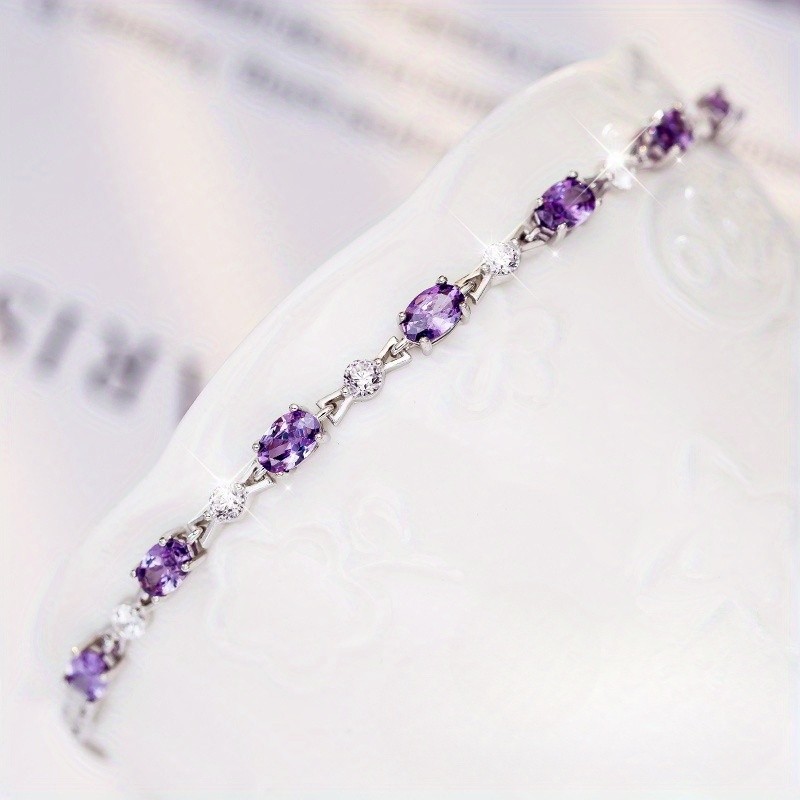Women’s Fashion Synthetic Amethyst Bracelet Adjustable Bracelet Jewelry Copper