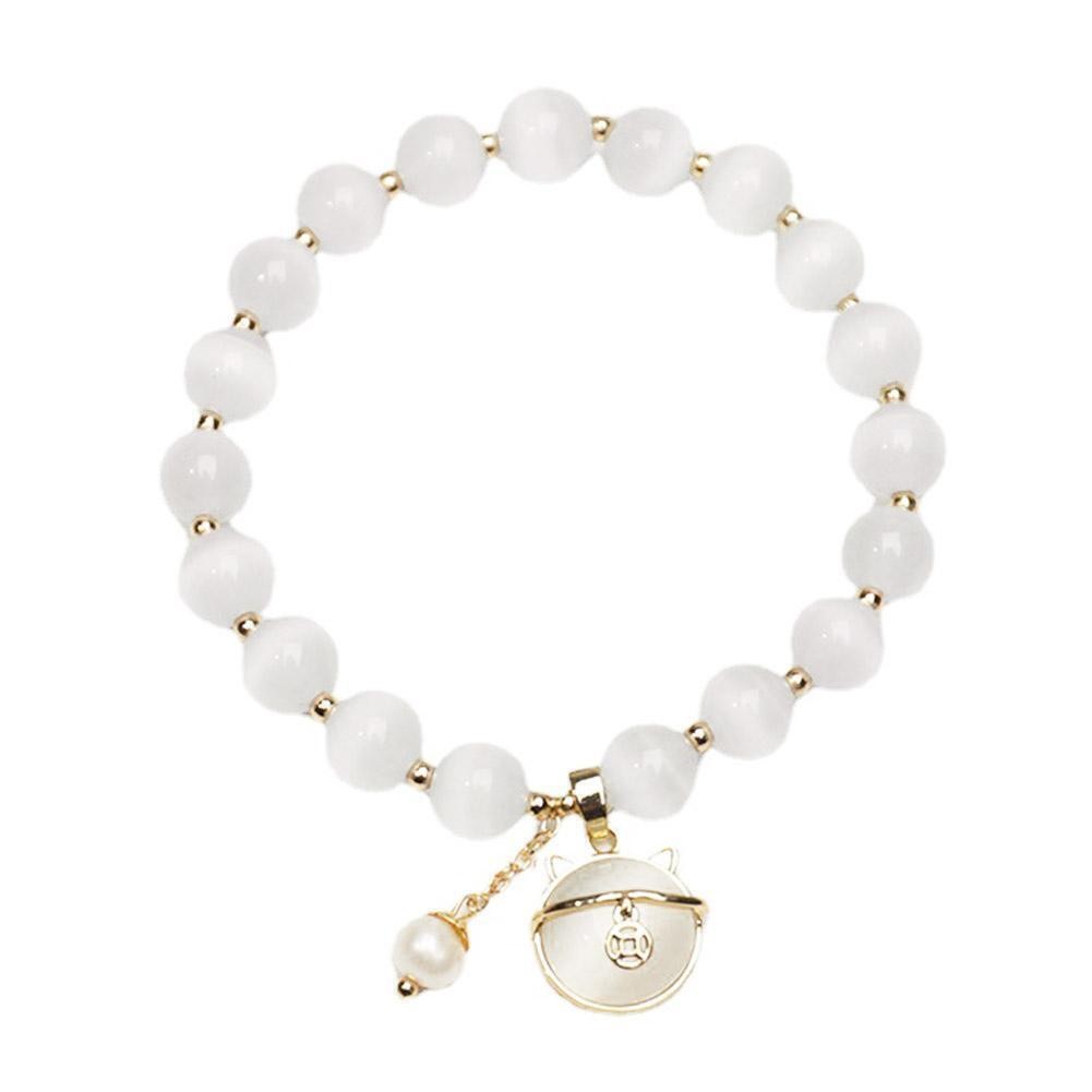 Lucky Moonstone Beads Cat Bracelet Attracting Wealth Women Jewelry Gift US