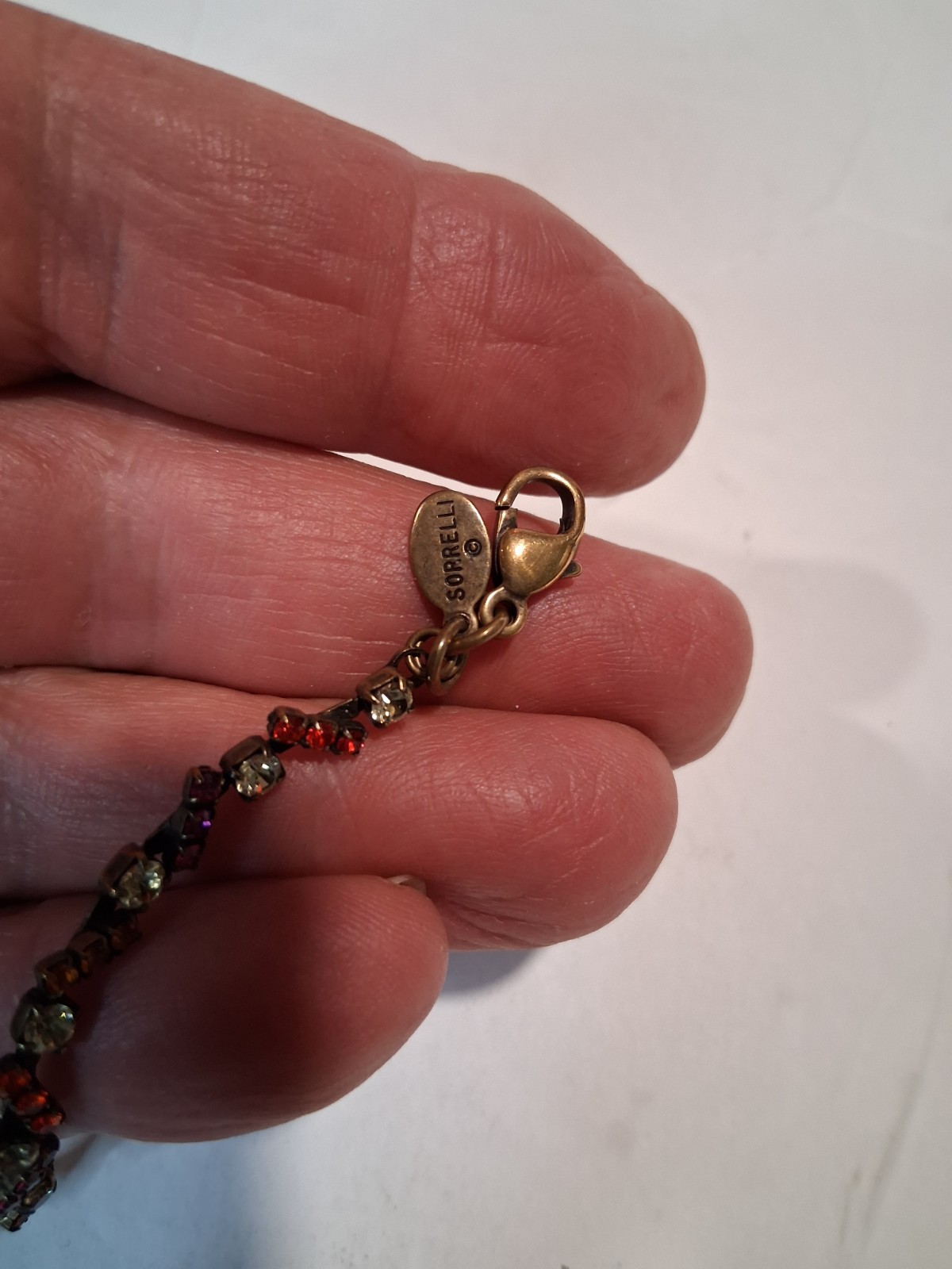 Sorrelli Rose Multi Color Tennis Bracelet Crystal 6.5 Inch Antique Gold Tone
