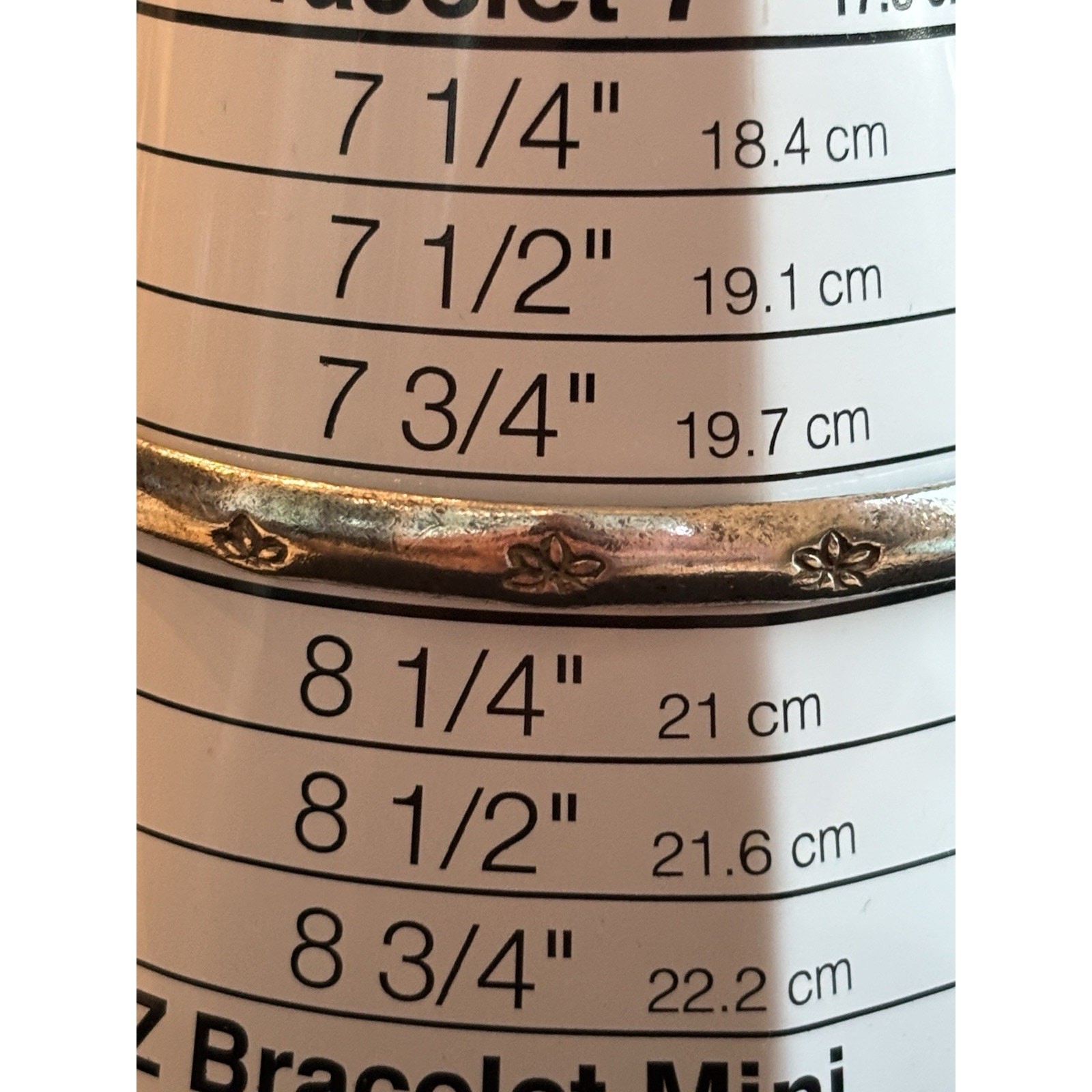 Silver plate 6mm Floral Design 8” Bangle Bracelet Mexico