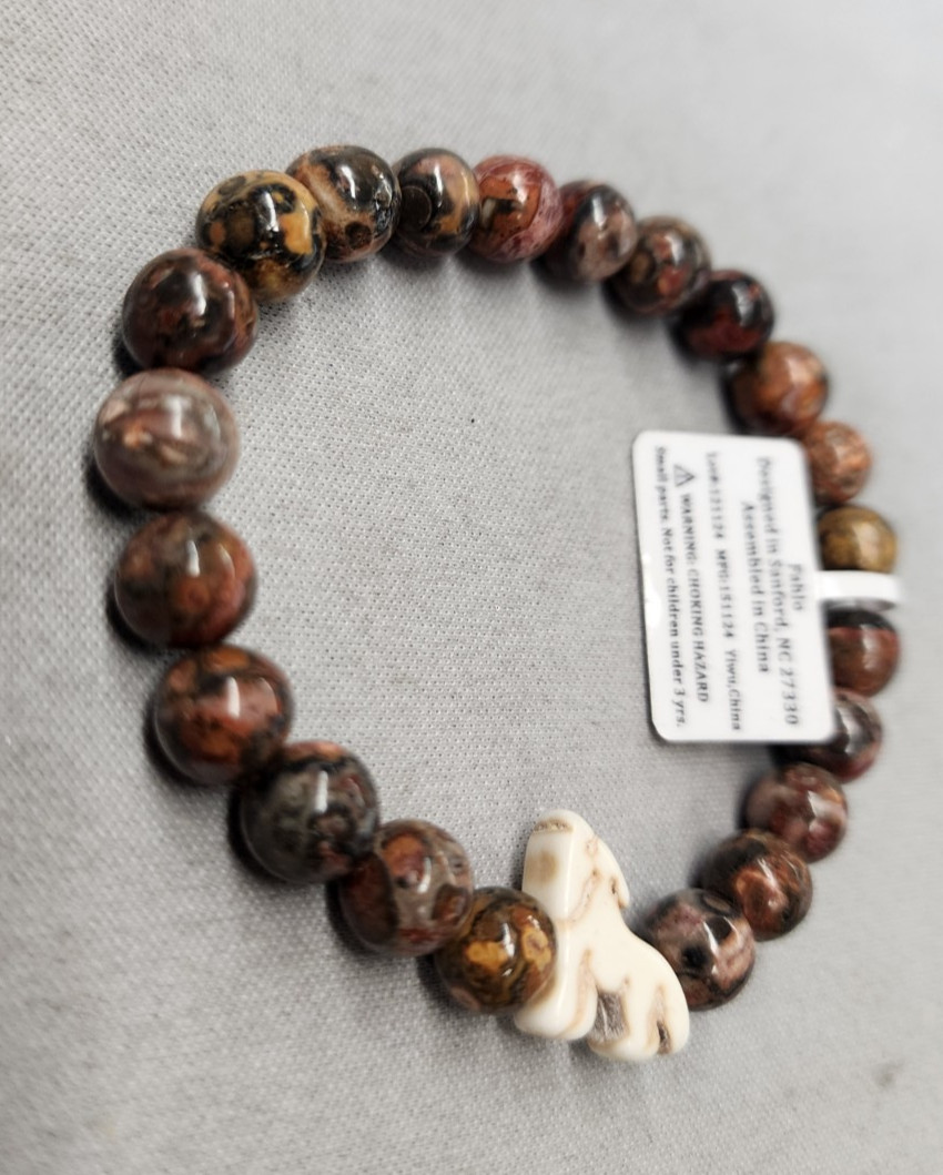 Fahlo Wolf & Shark Beaded Bracelet 7″ No Tracking Card