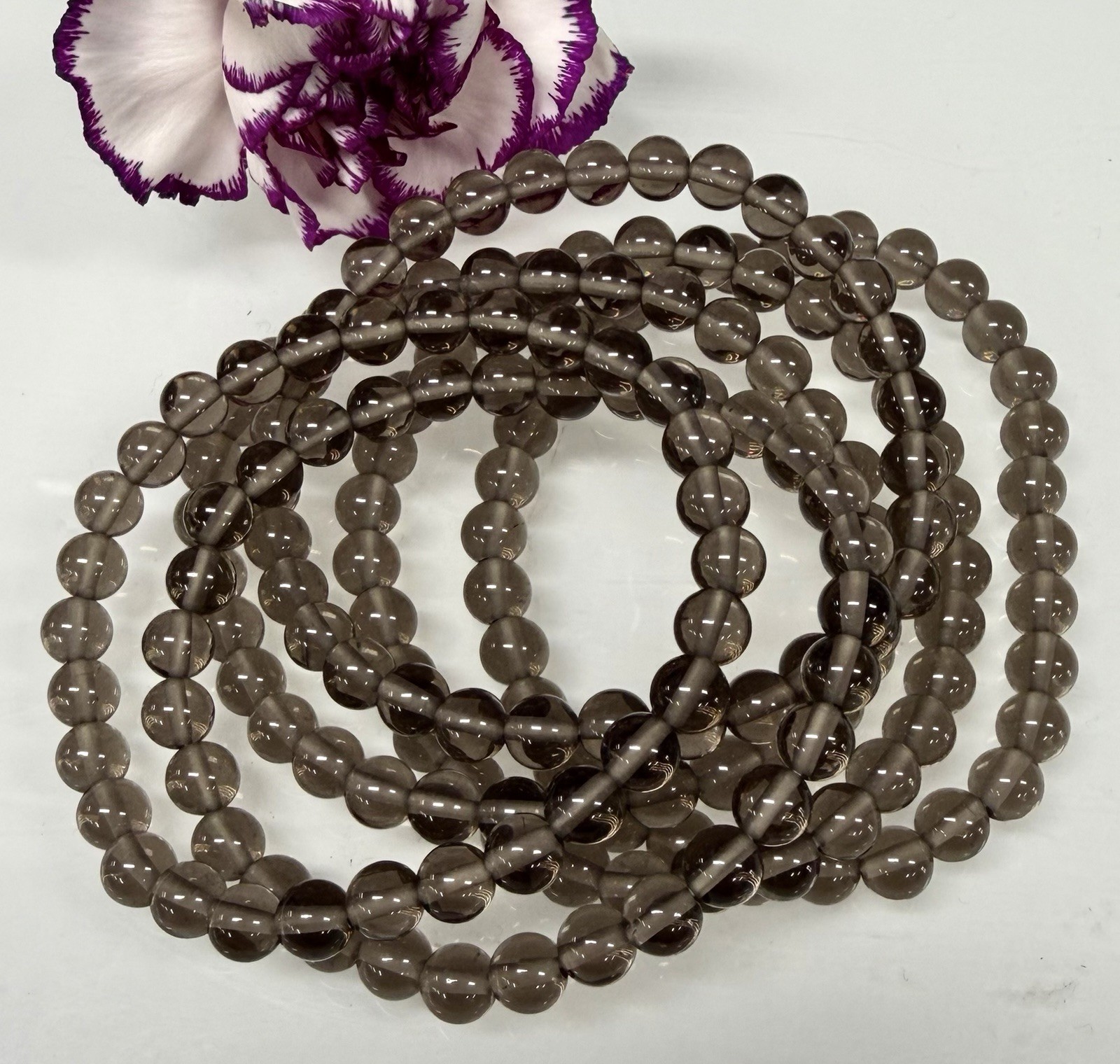 Wholesale Lot 6 Pcs Ice Obsidian 6mm 7.5” Crystal Healing Stretch Bracelet