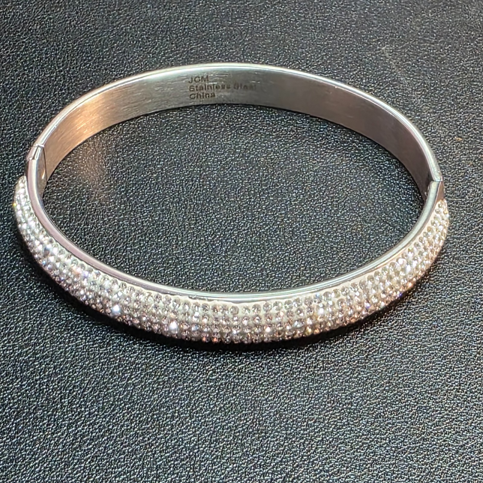 2pc Pave Rhinestone Bangle Bracelet Set JCM & Unbranded Silver Tone For Repair