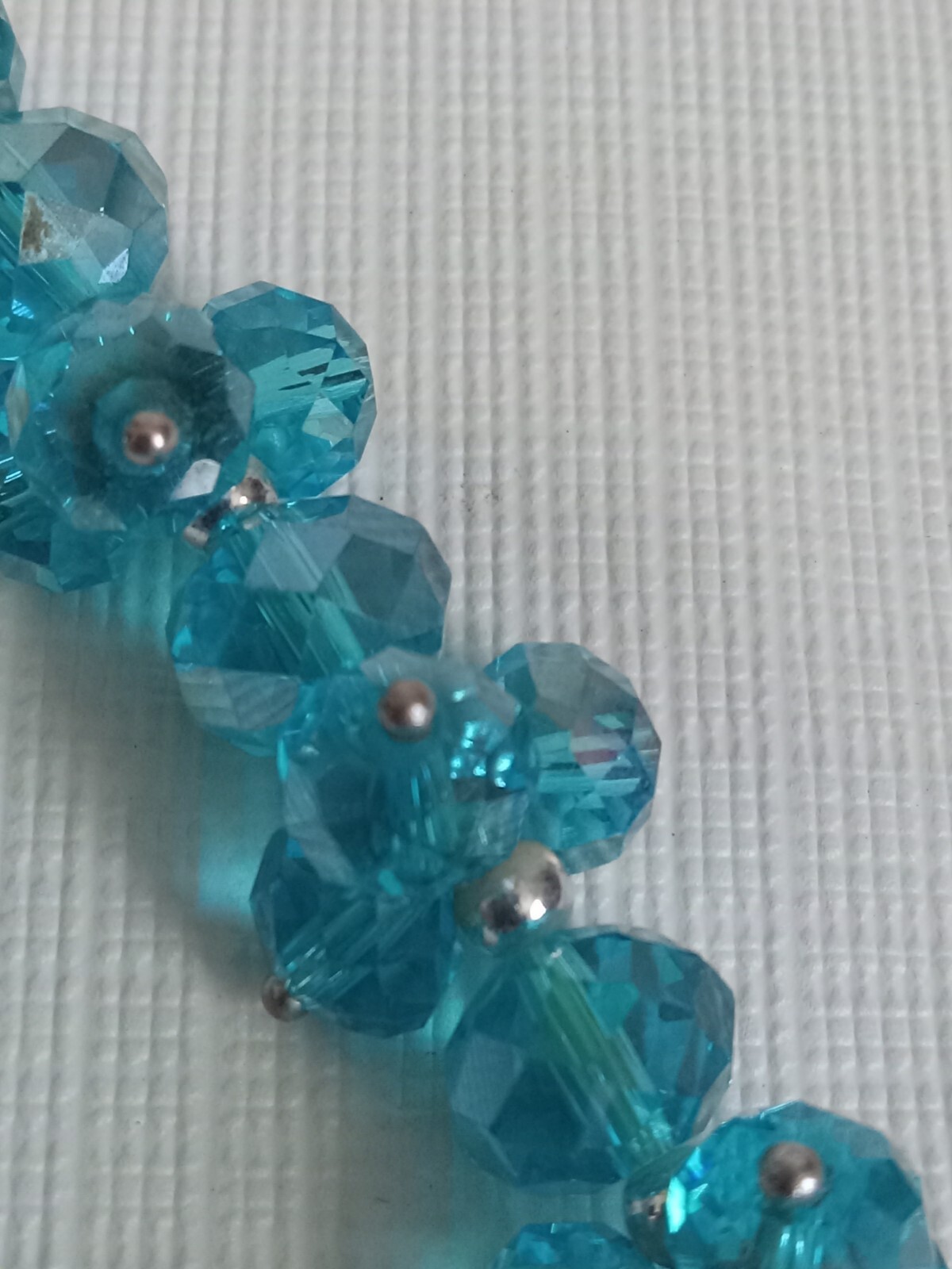 Blue Translucent Imitation Faceted Crystal Beads Elasticized Statement Bracelet