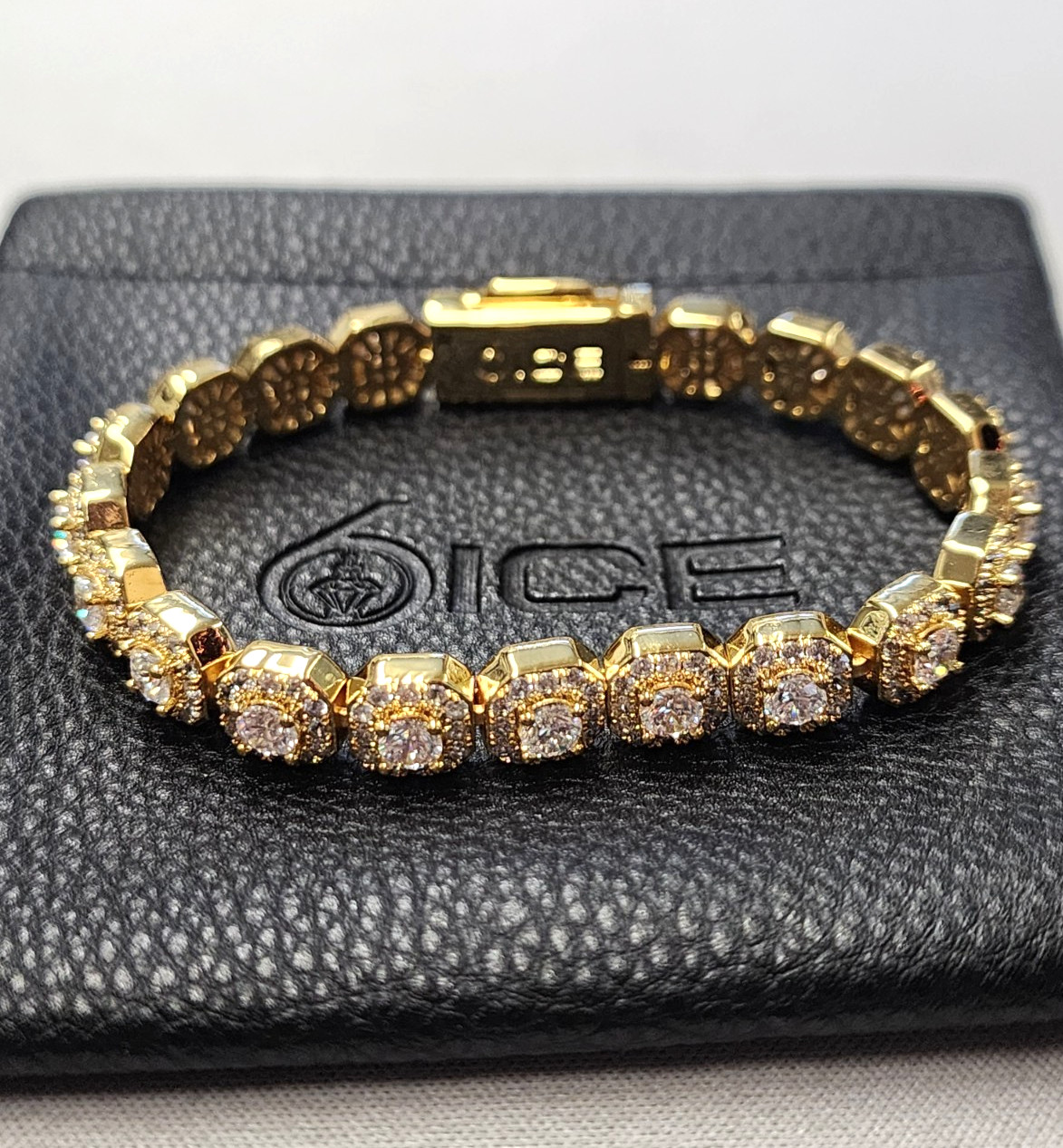 6ice 18K Gold Plated Micro Cluster Tennis Bracelet 7″