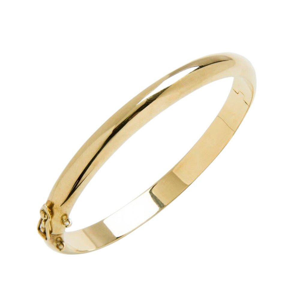14K Yellow Gold Oval Bangle Bracelet 8” x 0.5mm