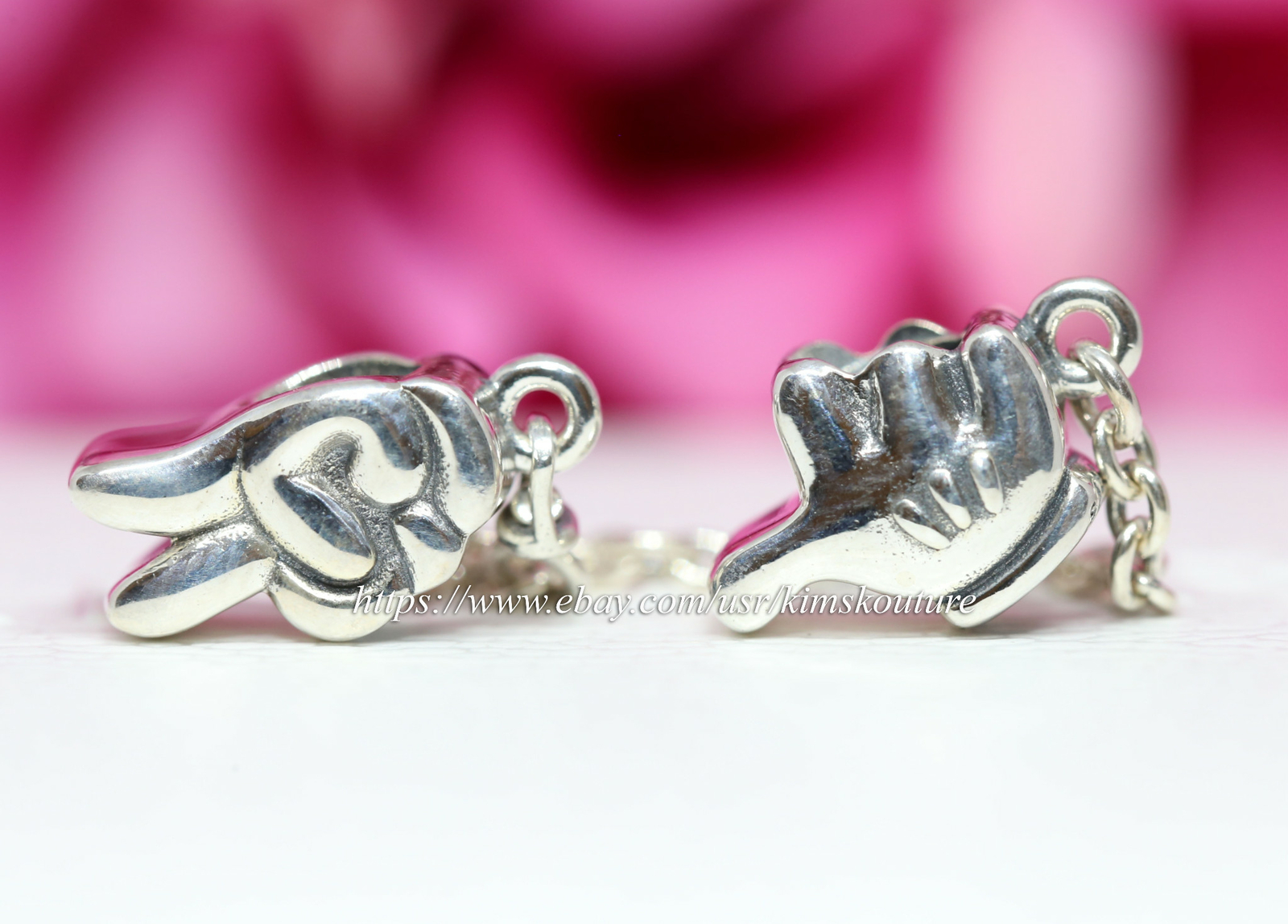 NEW! Authentic Sterling Silver, Mickey Gestures Safety Chain 797172