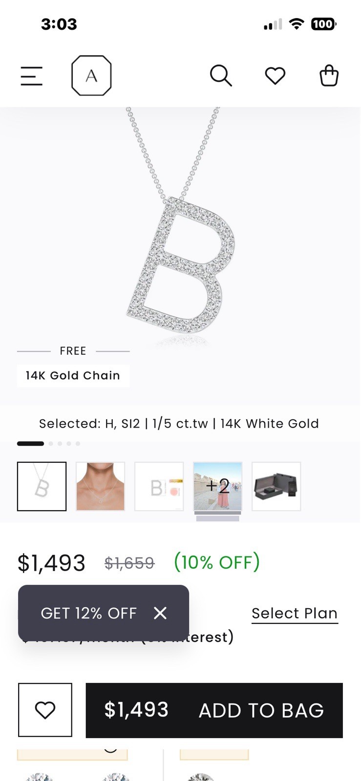 Signed Letter B Charm,14k white gold with diamonds hallmarked 14k and 585 on it