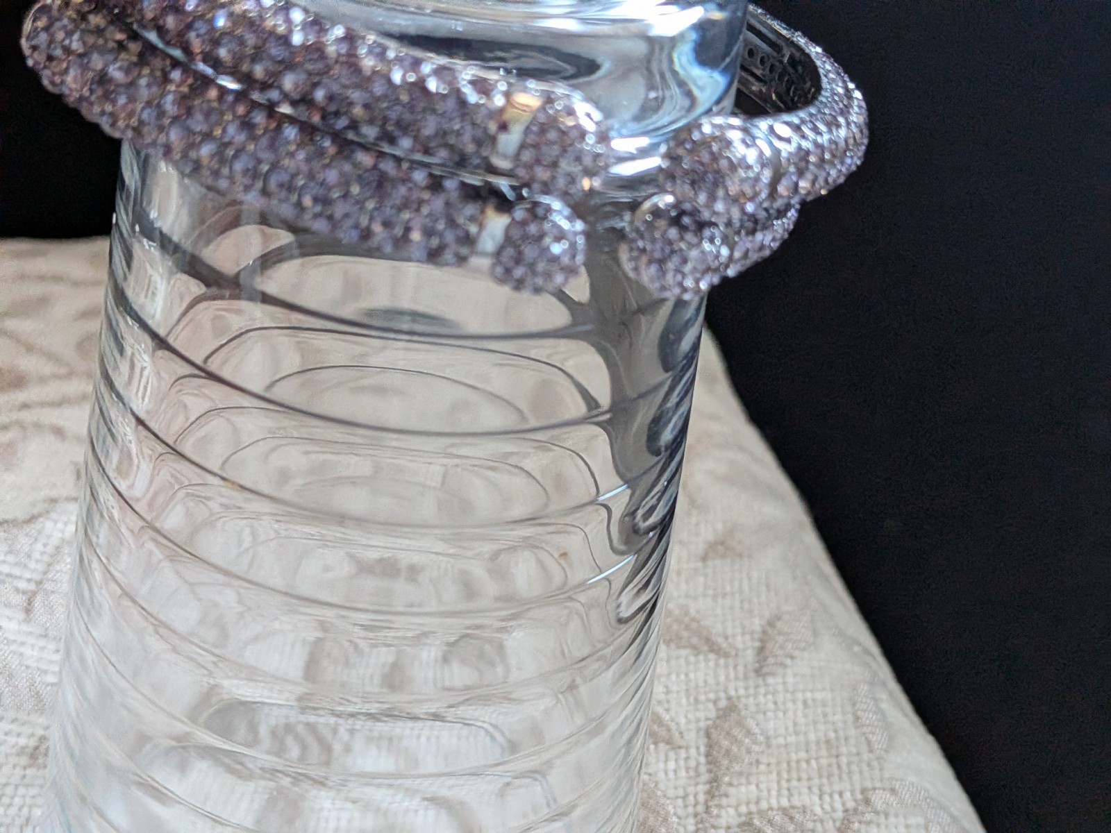 Joan Boyce HSN Kissable Micropavé Crystal Bangle Cuff Bracelets Set 2 Lavender