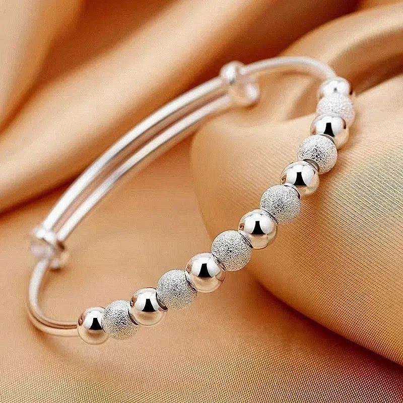 925 Sterling Silver Cuff Bracelet Smooth Wide Bangle Elegant Women Jewelry