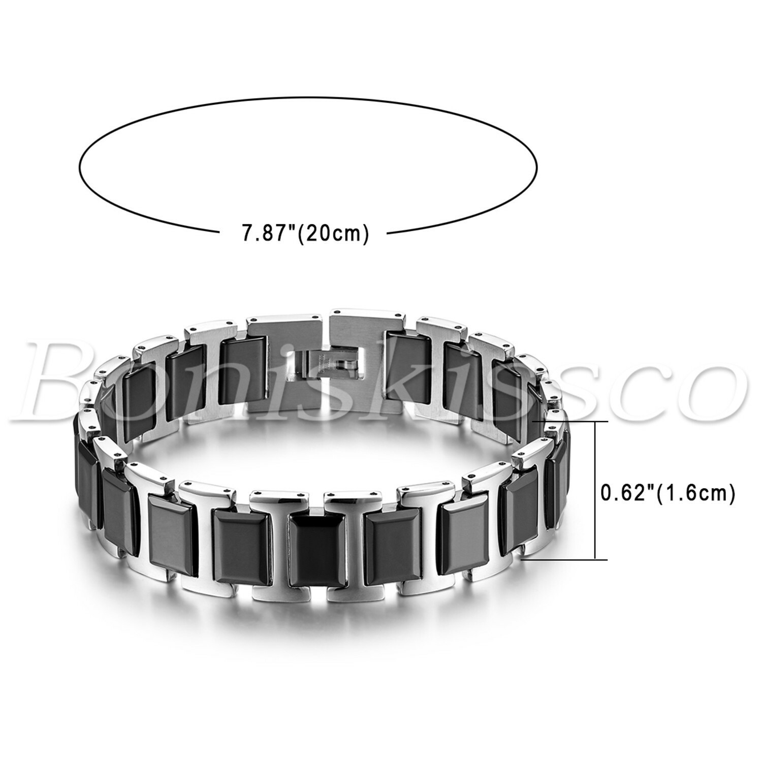 16MM Heavy Wide Ceramic Stainless Steel Link Healthy Wrist Bracelet Gift For Men
