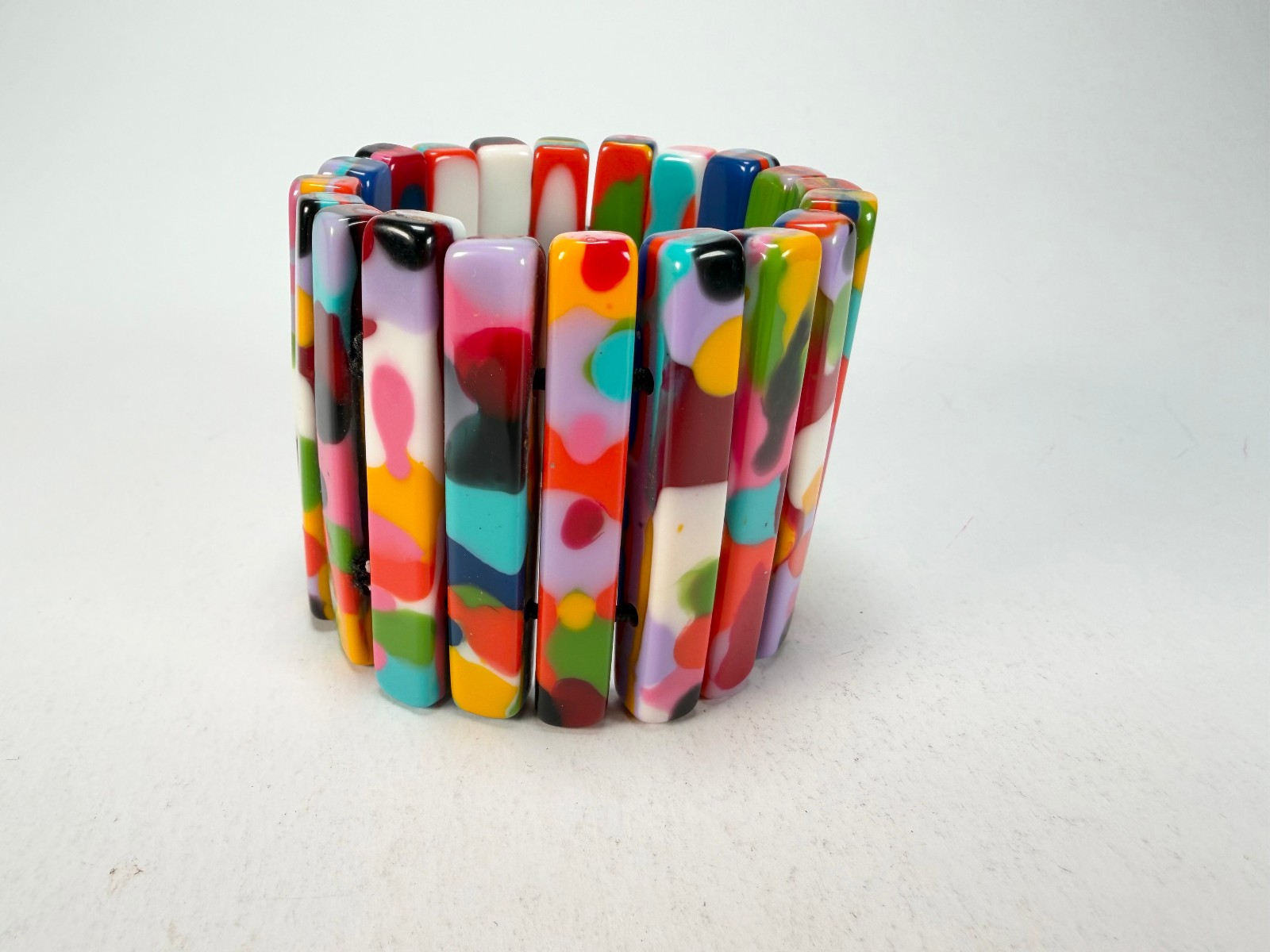 Jackie Brazil “Clarissa” Kandinsky Thin Rectangles Elasticated Bracelet (B2335)