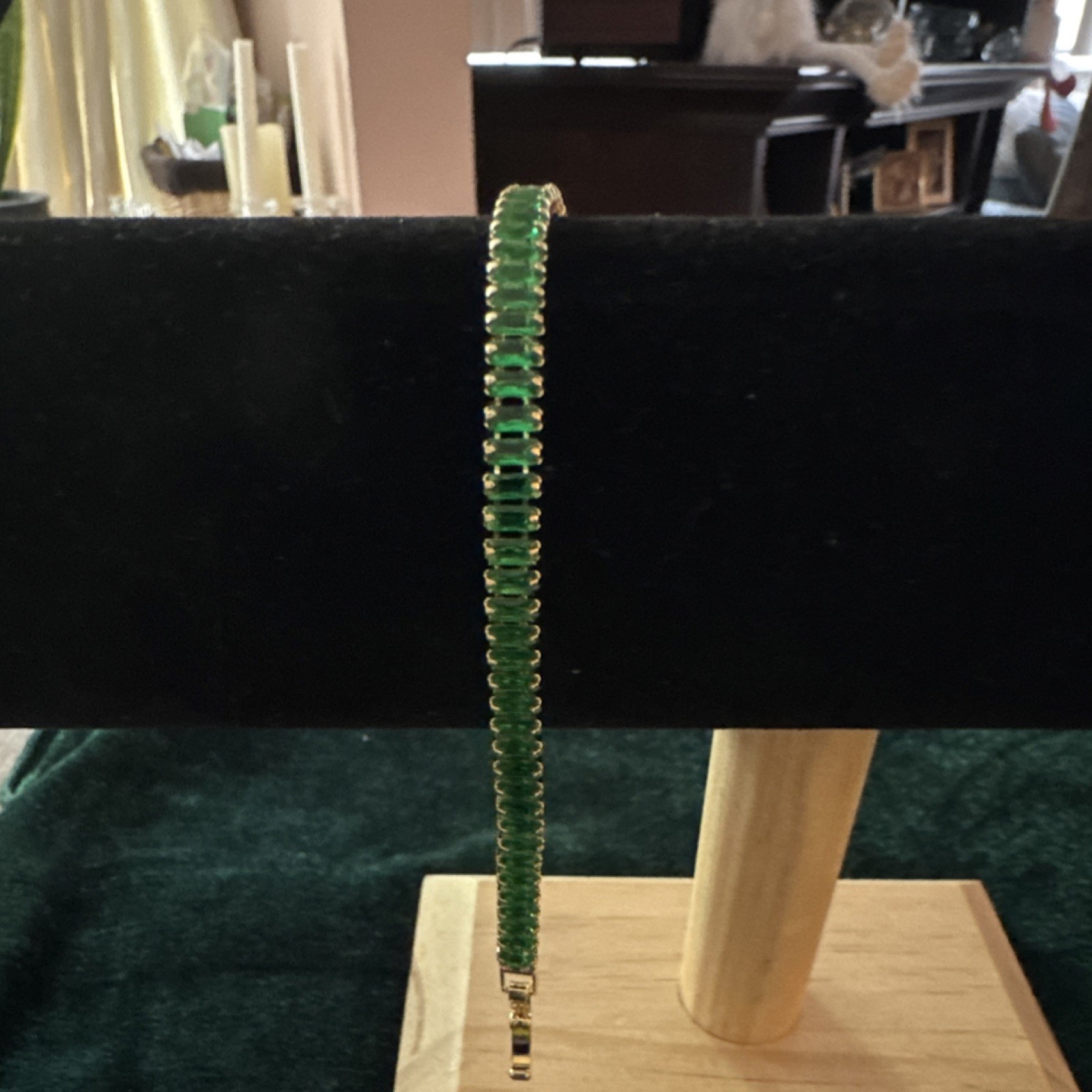 Green Tennis Bracelet Round Stones Fashion Jewelry