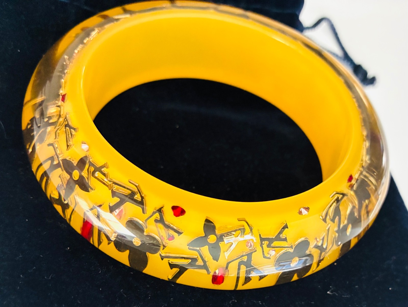 2 DAYS SALE AUTH. Louis Vuitton Plastic Bangle 2.5 Inches Diameter in Dark Green