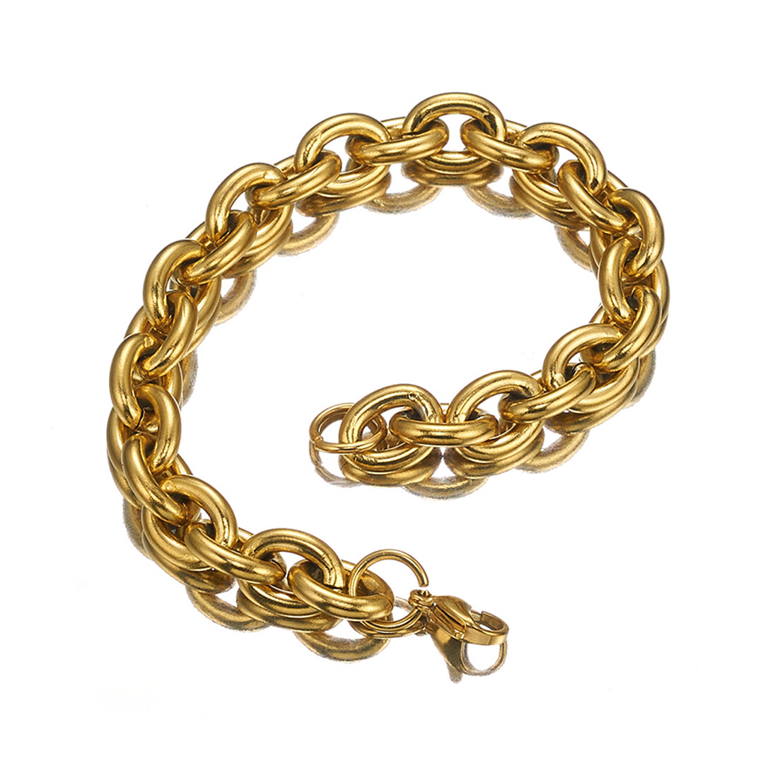 11/13/15mm Mens Round Heavy Rolo Chain Link 316L Stainless Steel Bracelet Bangle