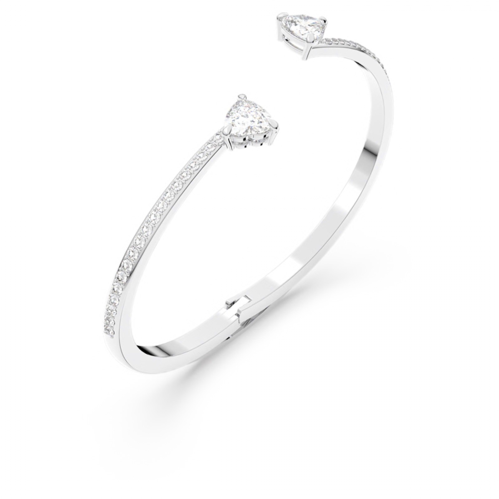 Swarovski Mesmera Bangle Heart White Rhodium Plated Bracelet 5518814 Size Medium