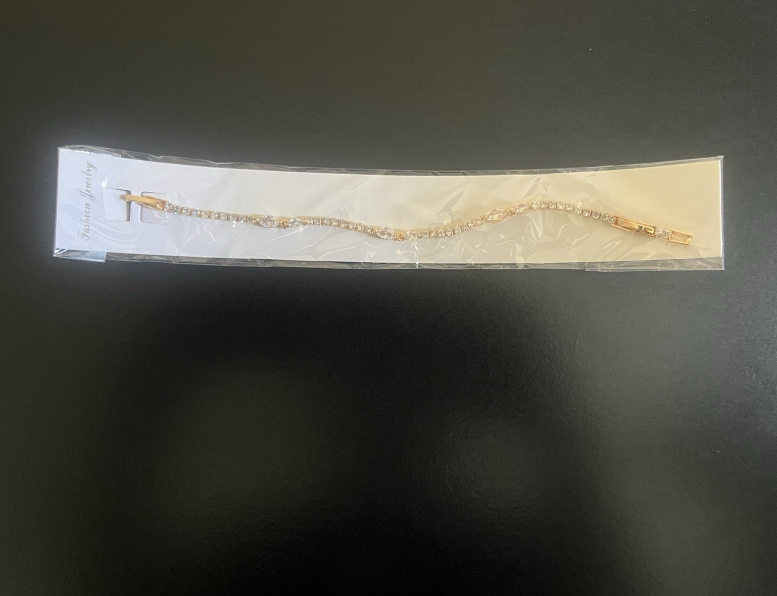 Gold Tone Round White Crystal Tennis Bracelet Metal & Crystal