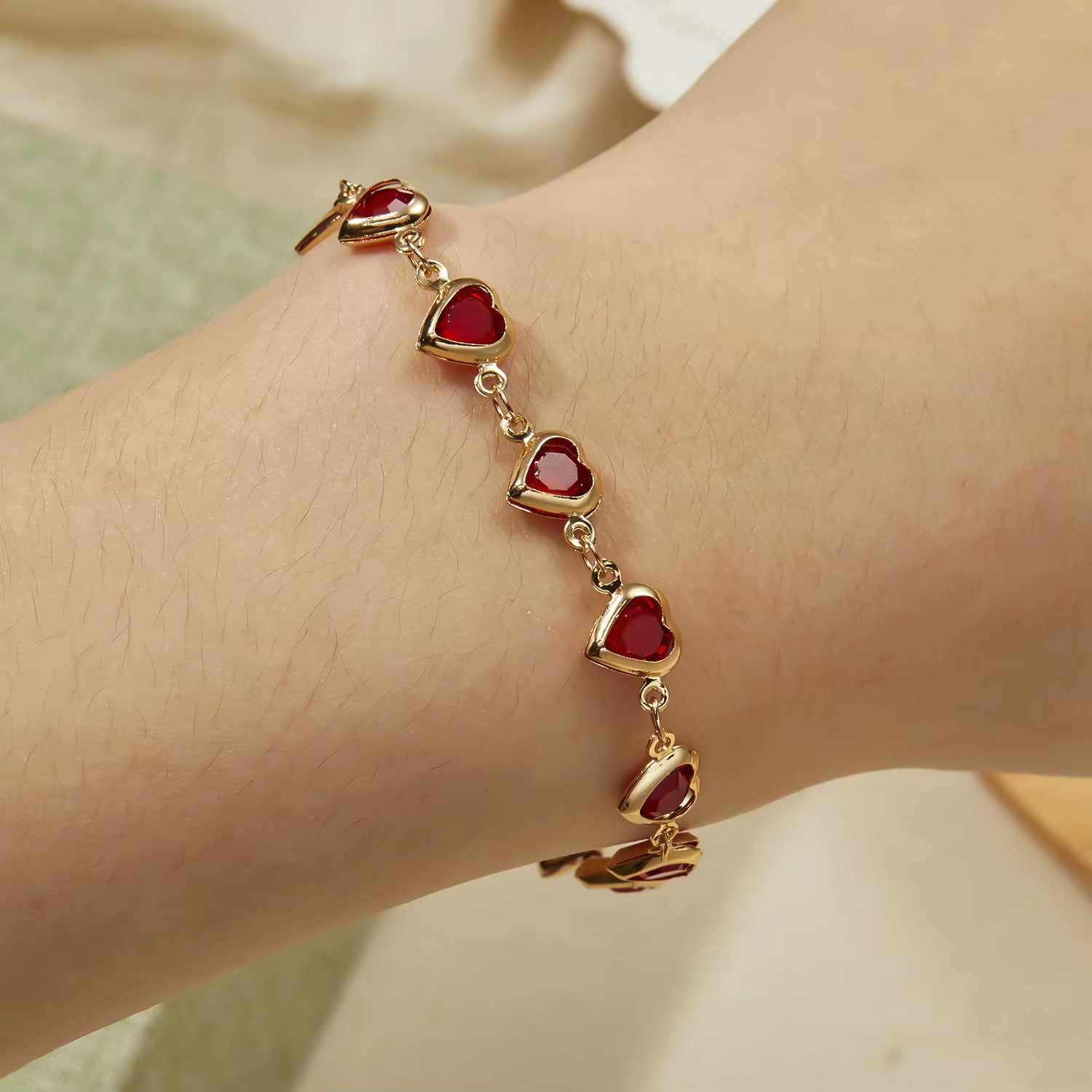 Elegant Crystal Zircon Metal Chain Bracelets for Women Heart Bracelet