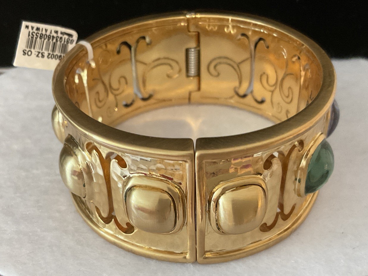 OH SO VIBRANT BRIGHTON NWT VERSAILLES AMALIA BRUSHED GOLD CABOCHON HINGED BANGLE