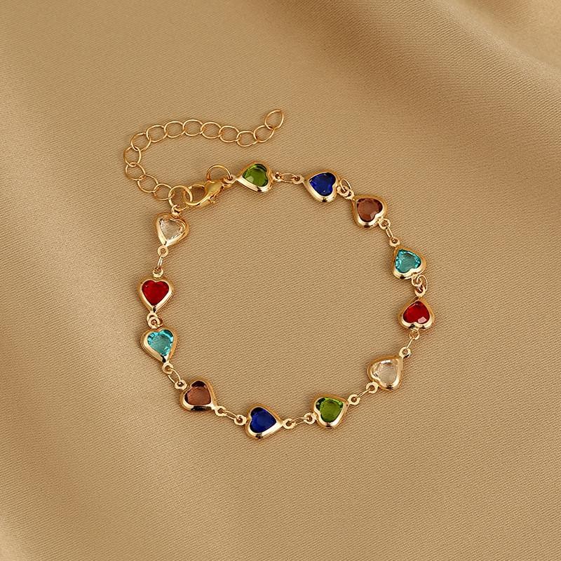 Exquisite colorful heart bracelet with zircon charm gift