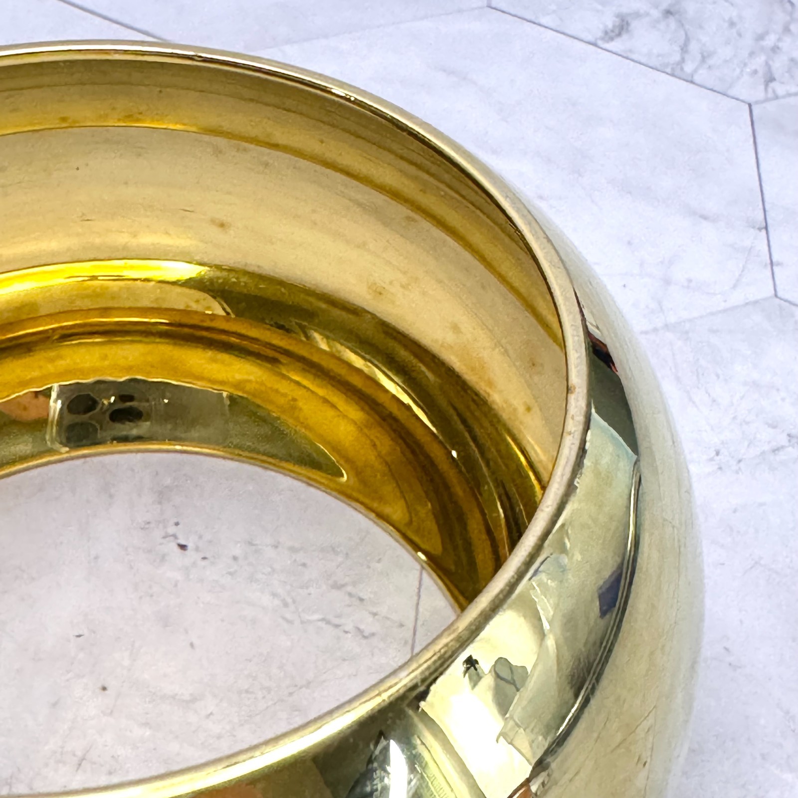 J Crew Gold Tone Bangle Large Chunky 5″ Wide Rounded Statement Bracelet Size 6.5