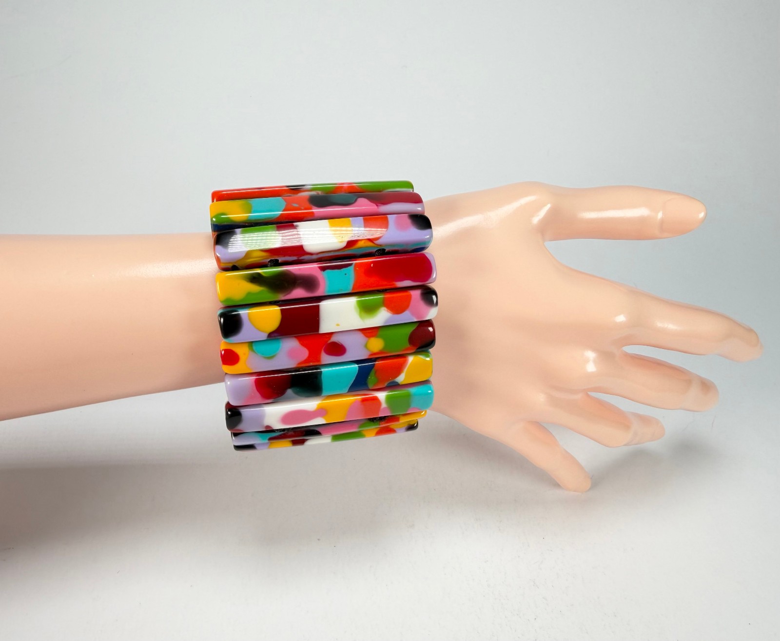Jackie Brazil “Clarissa” Kandinsky Thin Rectangles Elasticated Bracelet (B2335)
