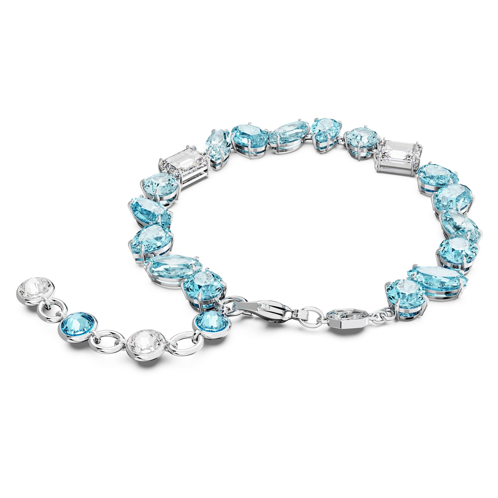 Swarovski Gema Bracelet Mixed Cuts, Blue, Rhodium Plated Model 5666018