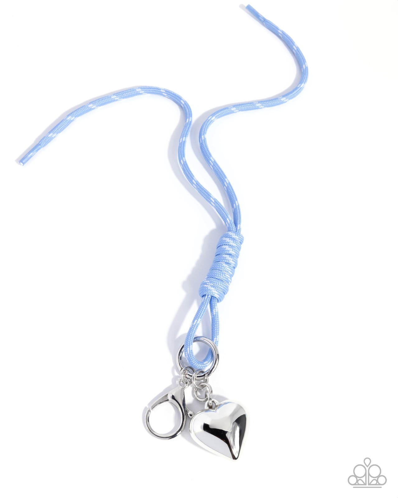 Paparazzi Adorably Austen – Blue – Blue & White Cord – Silver Heart Charm – Bag