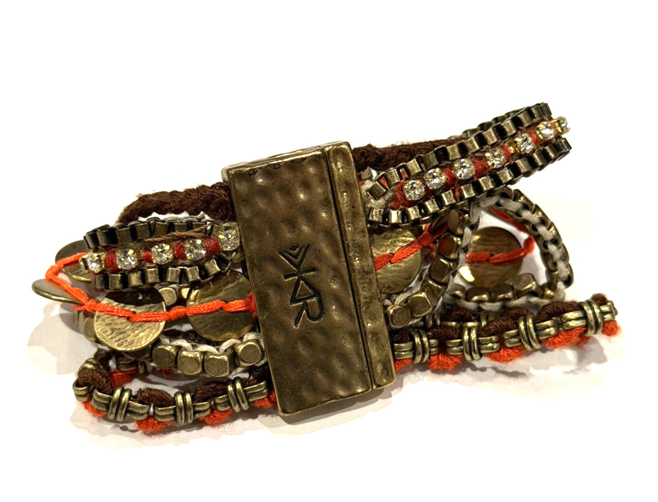 SILPADA K & R KRB0040 MAGIC CARPET Brass Swarovski Crystal 7.5″ Bracelet EUC