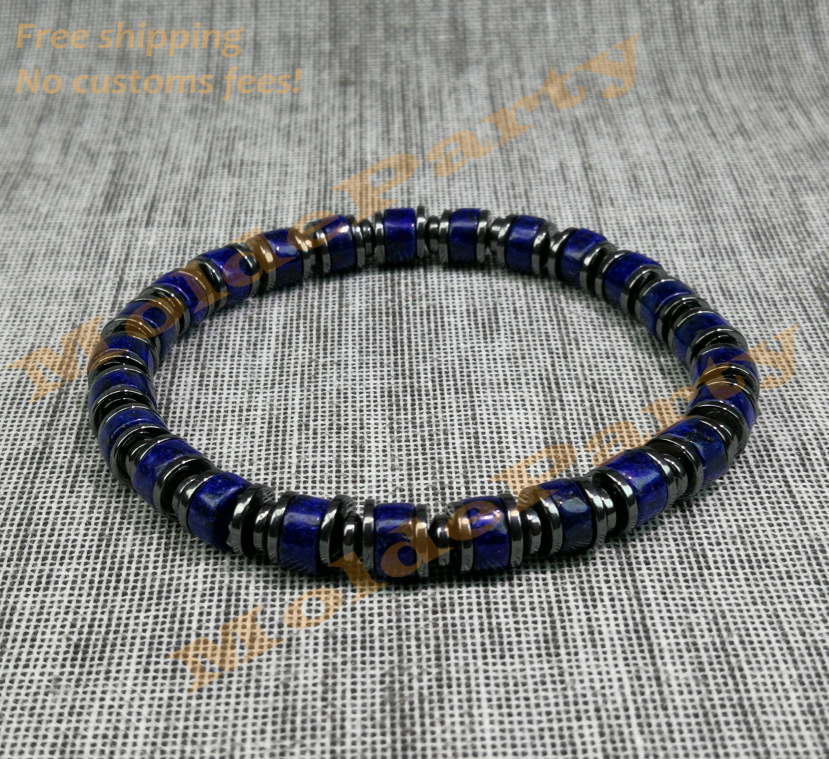 Handmade Natural Lapis Lazuli Beaded Stretch Bracelet Women Boys Gift Healing