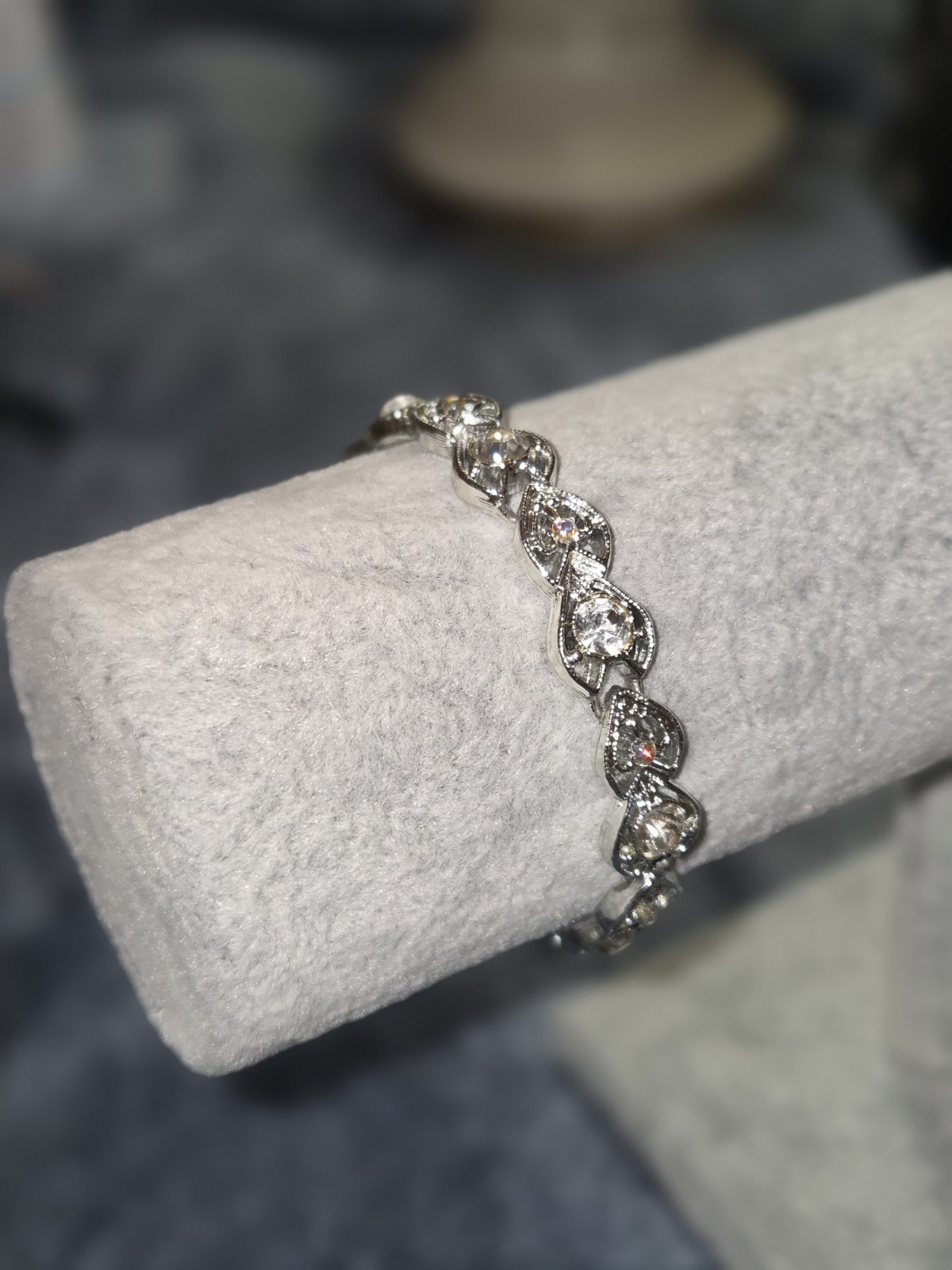 Silver-Tone with Clear Rhinestones Bracelet