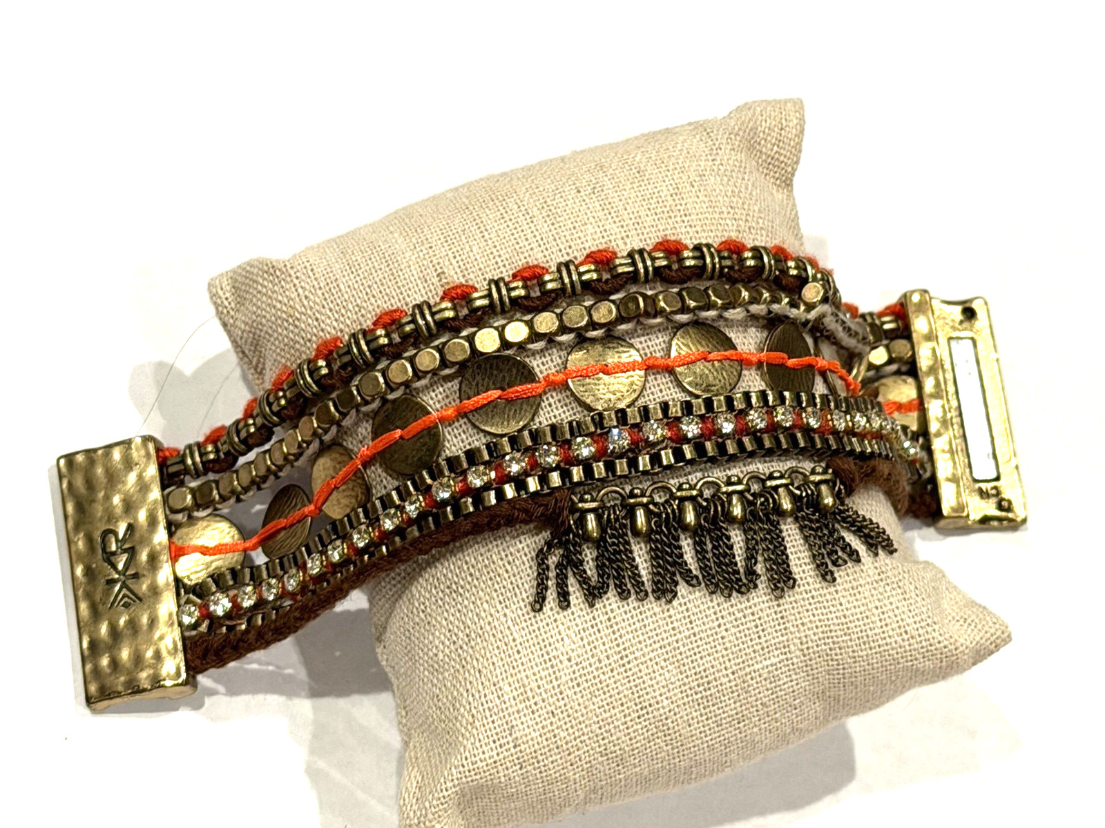 SILPADA K & R KRB0040 MAGIC CARPET Brass Swarovski Crystal 7.5″ Bracelet EUC