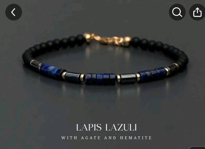 Lapis Lazuli With Agate And Hematite Natural Stone Bracelet Up To 8.5 In