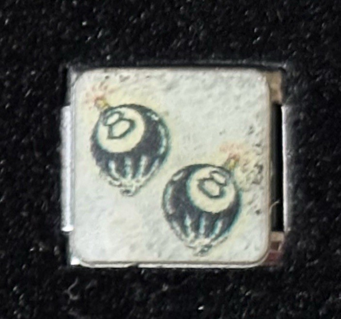 8 Balls Italian Charm Enamel Link 9MM K22 Style BLS