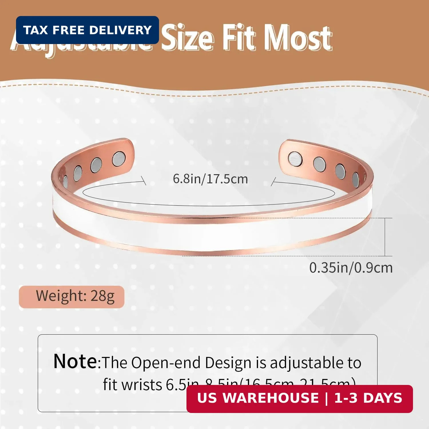 BioMag 2Pcs Copper Bracelets for Women Men, 99.9% Pure Copper Magnetic Bracelet