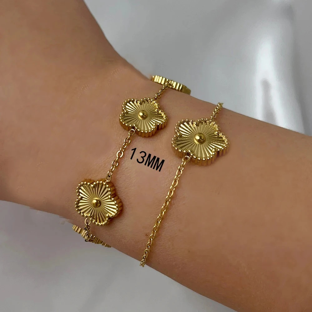 Classic Stainless Steel Hot Selling Golden Clover Adjustable Bracelet Luxury