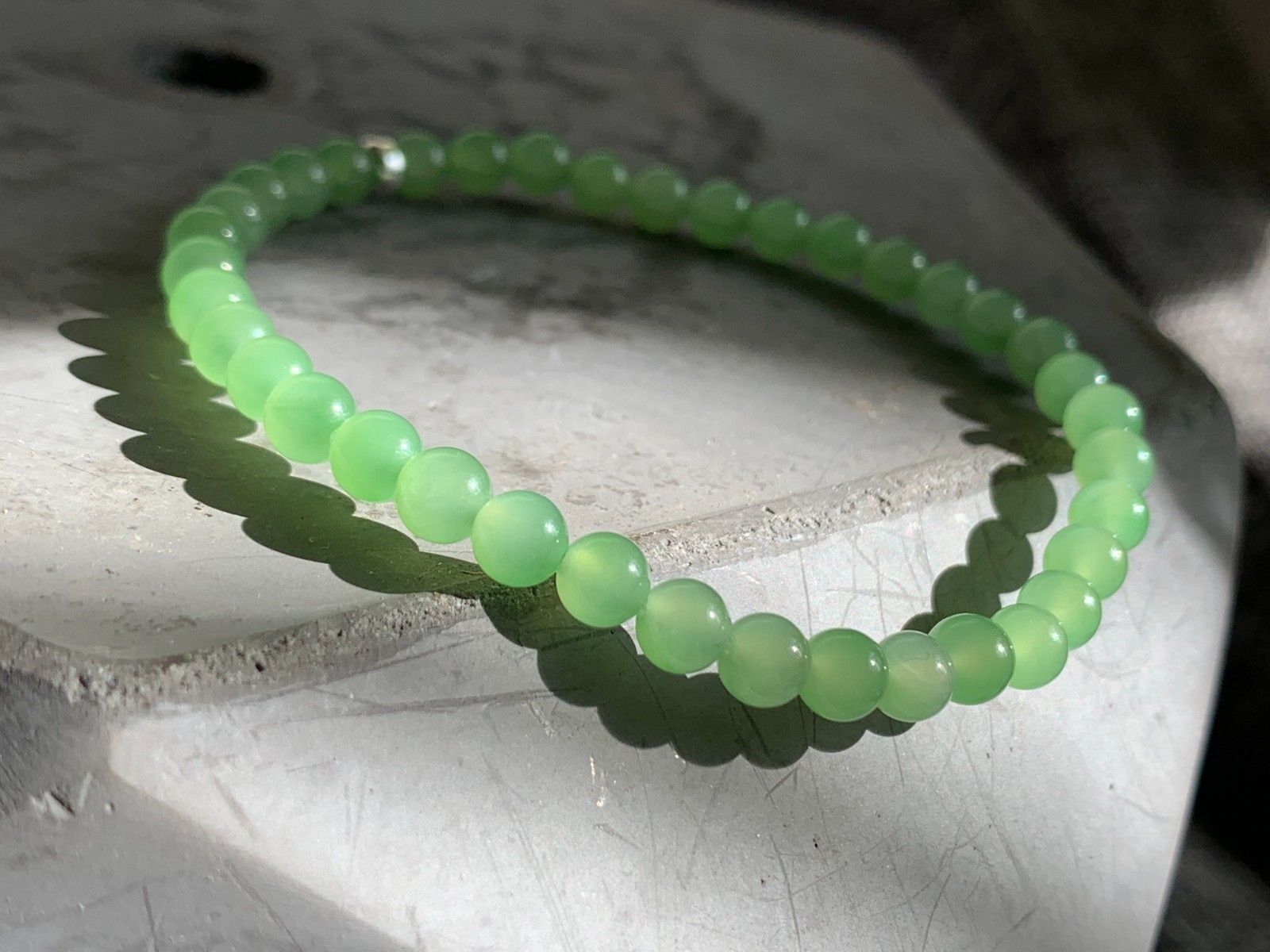 Siberian Nephrite High Quality Apple Green Bracelet 5mm Beads